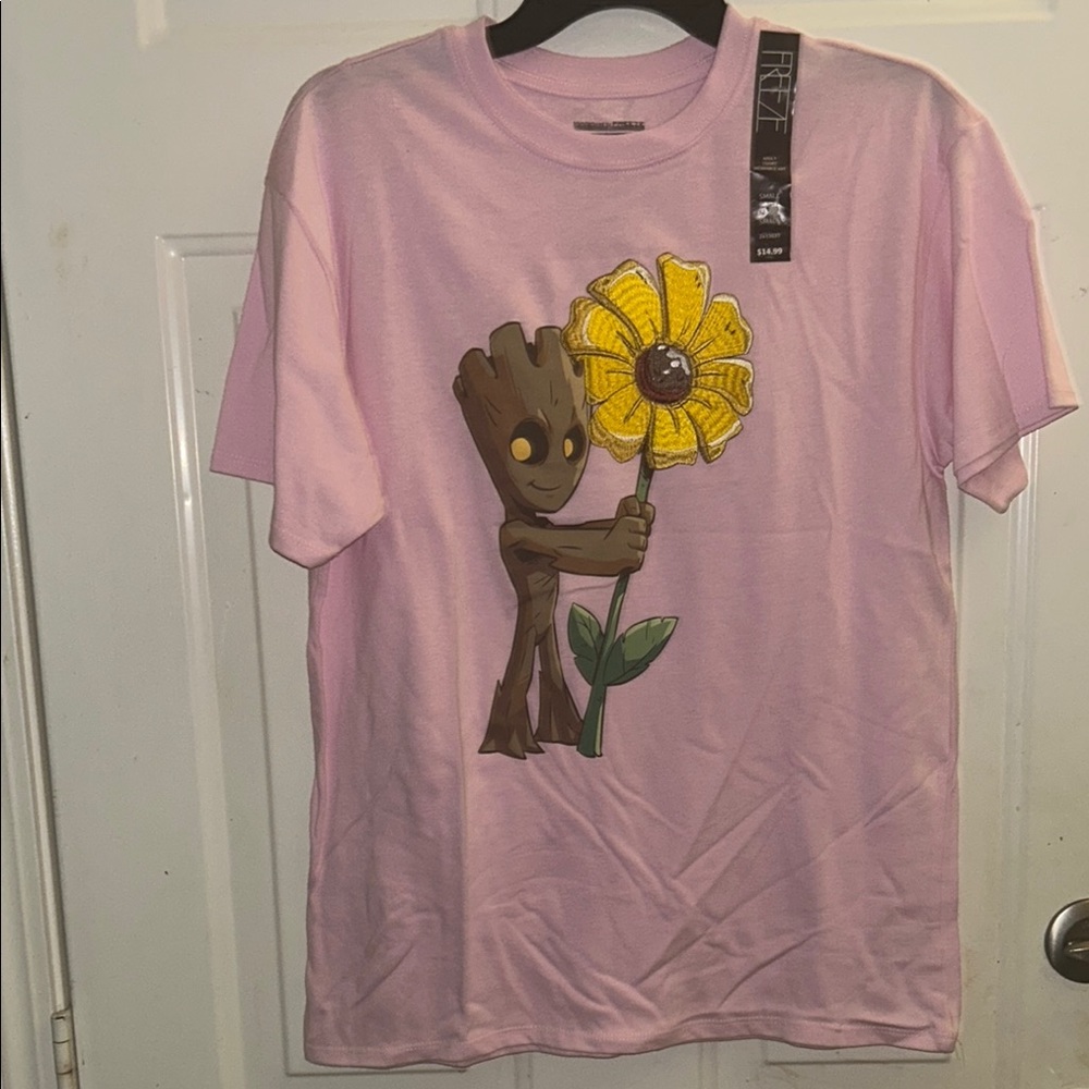 Pink Kids Shirt with Character and Flower Design